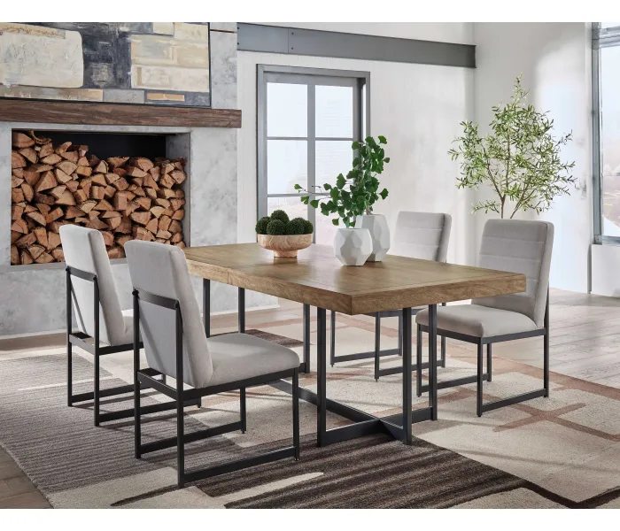 Tomtyn - Light Brown - 5 Pc. - Rectangular Dining Extension Table, 4 Side Chairs
