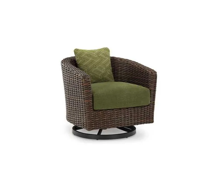 Horizon Hall - Brown / Green - Swivel Lounge With Cushion