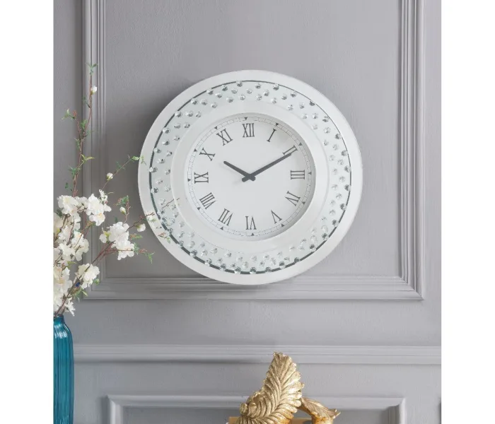 Nysa - Wall Clock - Mirrored & Faux Crystals - 20"