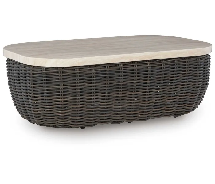 Kimora - Beige / Dark Brown - Rectangular Cocktail Table, 50.25"