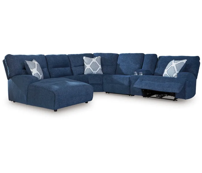 Acklen Place - Navy - 6-Piece Power Reclining Sectional With Laf Power Reclining Back Chaise, 137"
