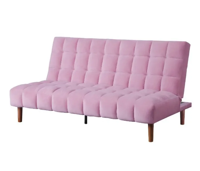 Yolandi - Adjustable Sofa - Pink Velvet & Dark Walnut - Pink, 76"
