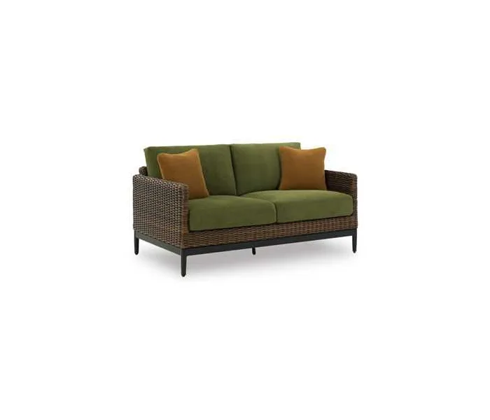 Horizon Hall - Brown / Green - Loveseat With Cushion