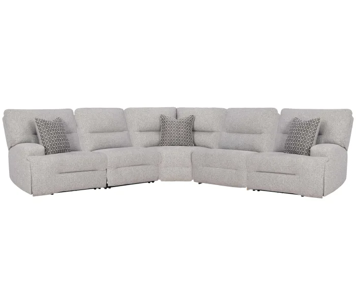 Acklen Place - Pewter - 5-Piece Power Reclining Sectional, 124"