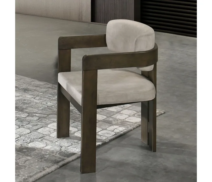Destin - Side Chair - Light Gray Fabric & Walnut Finish