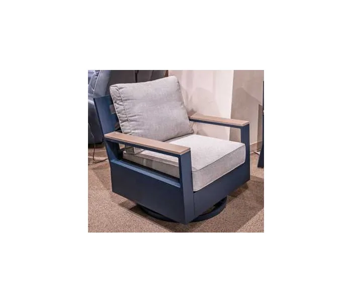 East Beach Swivel Glider Chair With Cushion Blue