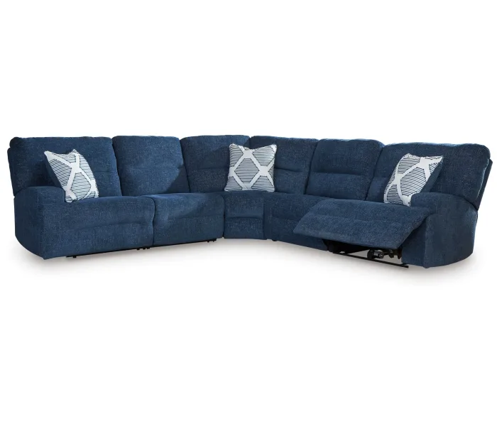 Acklen Place - Navy - 5-Piece Power Reclining Sectional, 124"