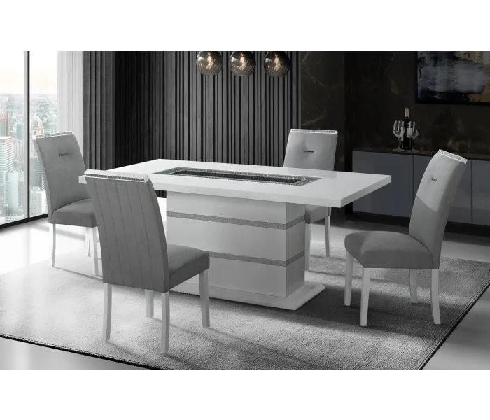 Monaco - Dining Table And Four Dining Chairs - Light Gray /