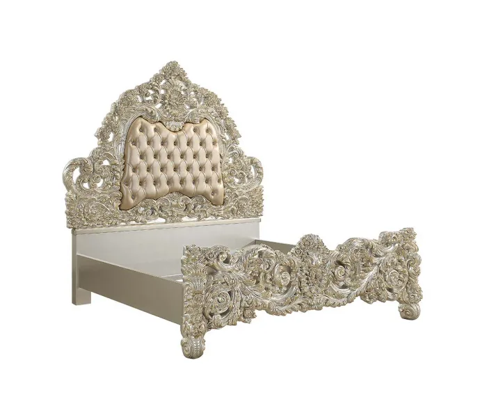 Sorina - Eastern King Bed - PU & Antique Gold Finish