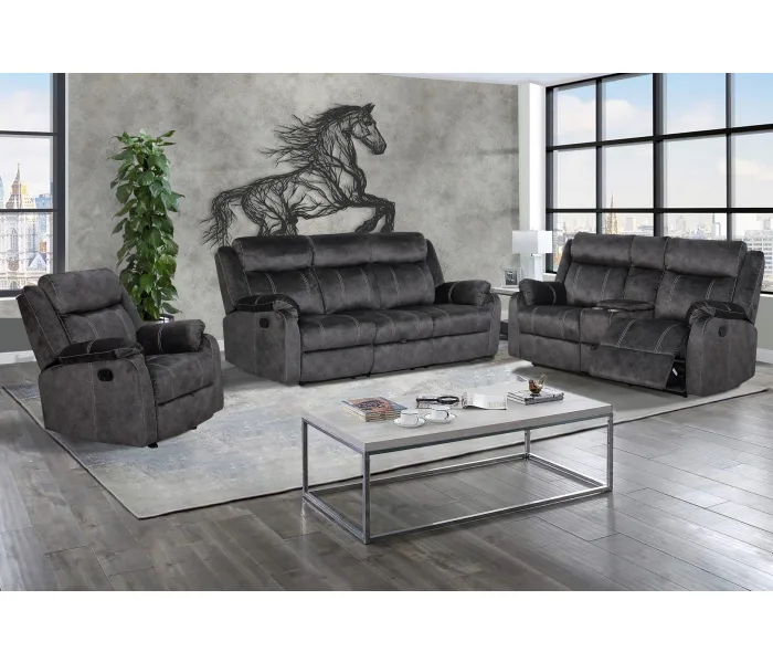 U7303 - Recliner Sofa / Console Power Recliner Loveseat - Granite