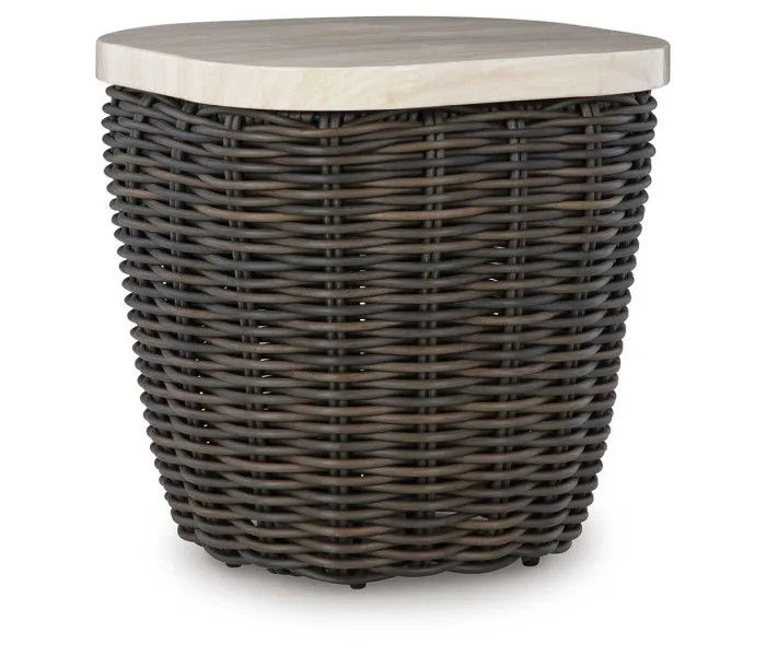 Kimora - Beige / Dark Brown - Square End Table, 22.75"