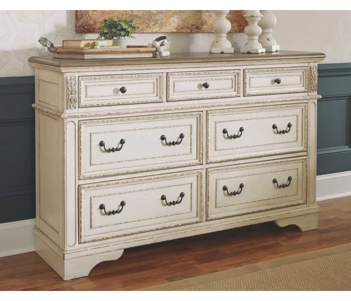 Realyn - White / Brown / Beige - Dresser - 7-drawer, 63.88" Wide