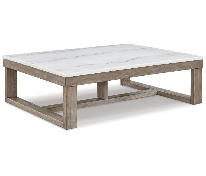 Loyaska - Brown / Ivory - Rectangular Cocktail Table, 56"