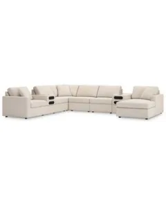 Cozymax - Oyster - 8-Piece Sectional With Raf Corner Chaise And Audio Consoles, 157"