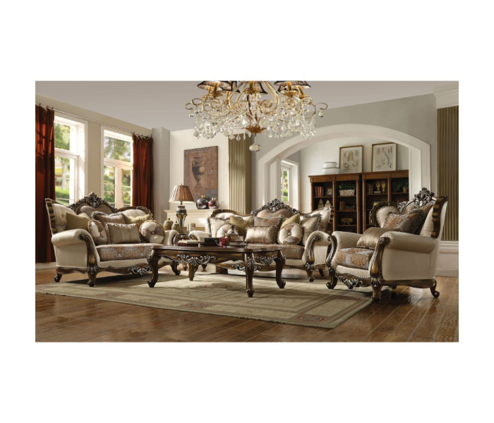 Latisha - Chair - Tan, Pattern Fabric & Antique Oak