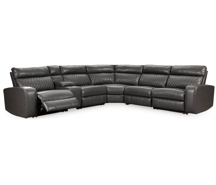 Samperstone Zero Wall Recliners With Console 6 Pc Sectional Gray, 134"