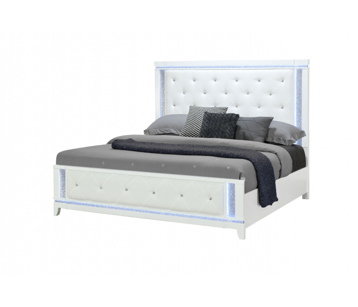 Alina - King Bed With LED - White