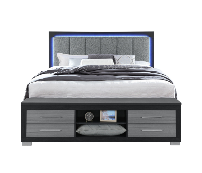 Emma - King Bed With LED And USB - Black /