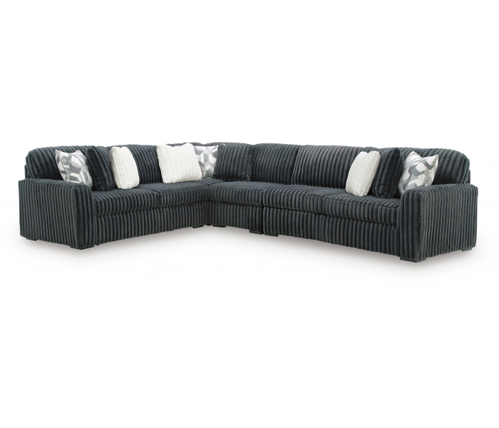 Midnight-Madness 4-Piece Sectional With LAF / RAF Sofa And Armless chair Gunmetal, 156"