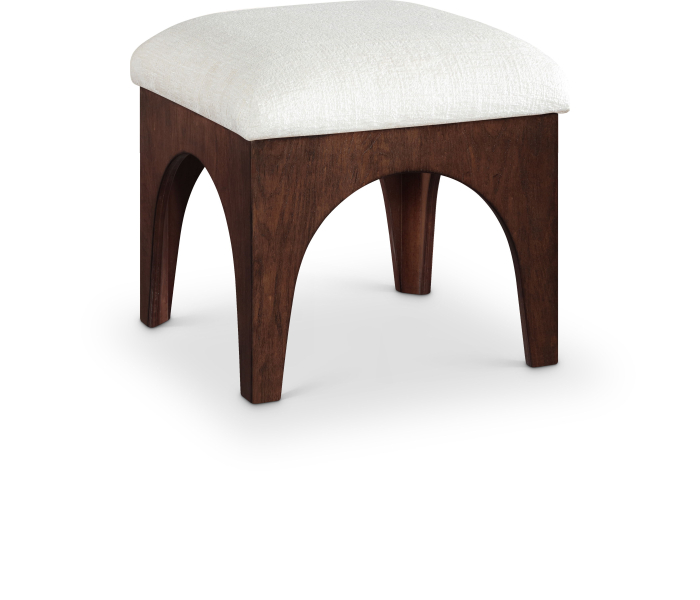 Lawson - Chenille Fabric Upholstered Ottoman - Cream - White