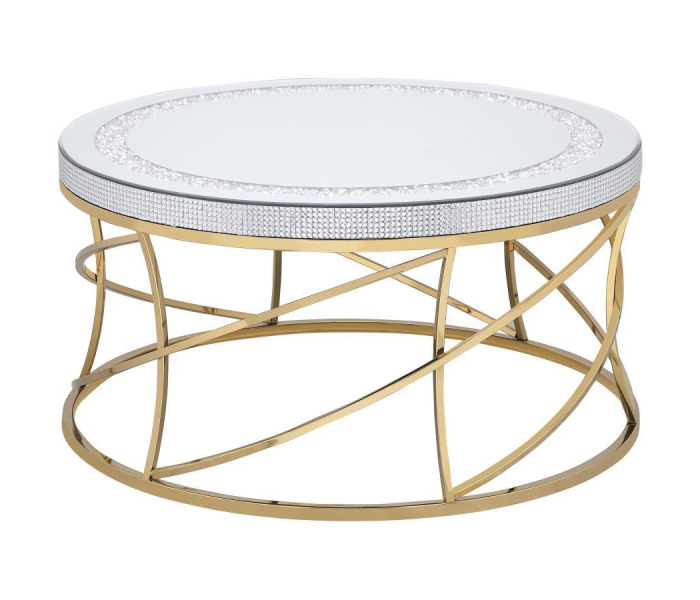 Elise - Round Mirror Top Stainless Steel Coffee Table, 35"