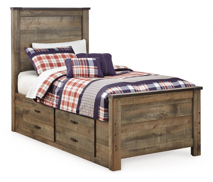 Trinell - Twin Panel Bed With 2 Storage Drawers - Brown