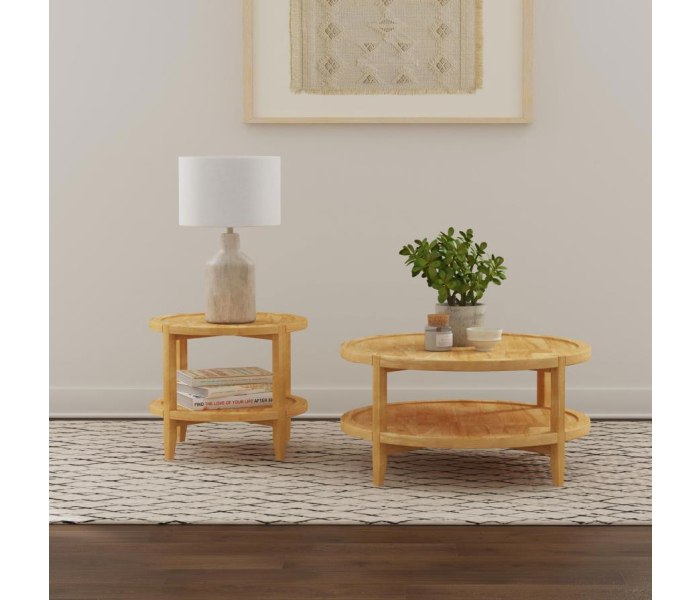 Camillo - 2 Piece Round Coffee And End Table Set - Maple