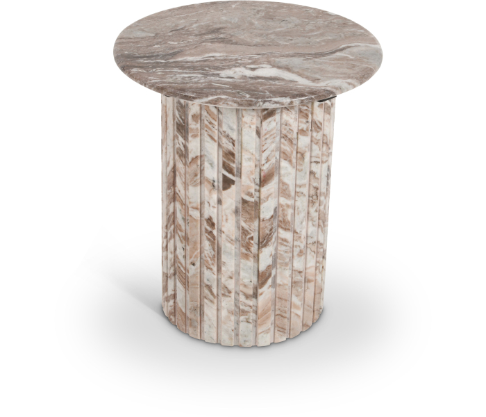 Genoa - Marble End Table - Brown - Gray, 18"