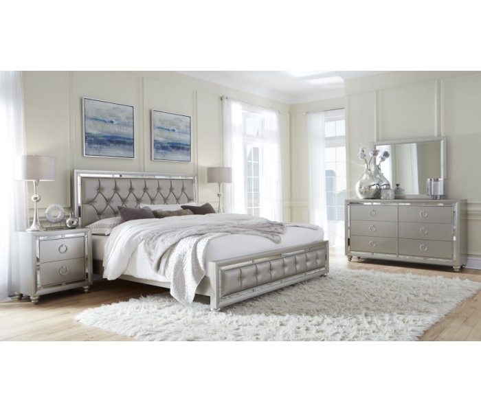 Riley - 5 Piece Full Bedroom Set - Silver - Pearl Silver