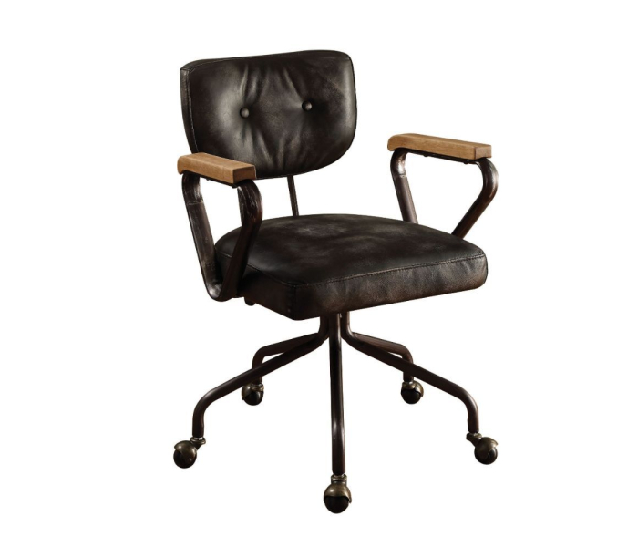 Hallie - Executive Office Chair - Vintage Black Top Grain Leather