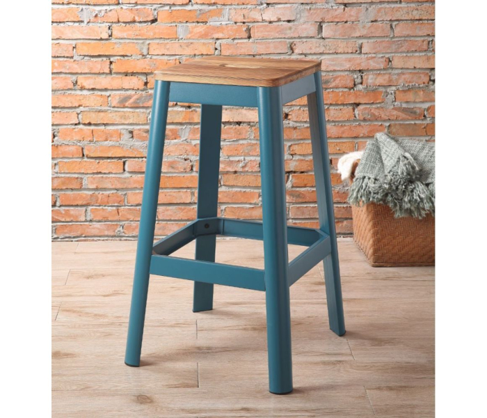 Jacotte - Bar Stool - Natural & Teal