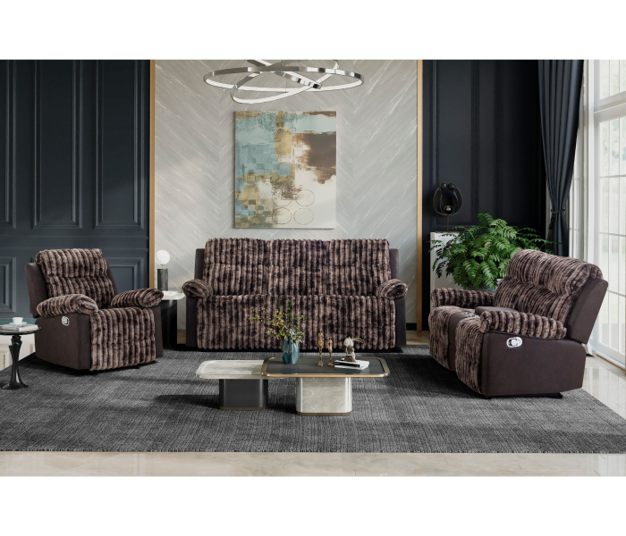 U6028 - 3 Piece Living Room Set (Reclining Sofa / Console Reclining Loveseat / Glider Recliner) - Brown - Dark Brown