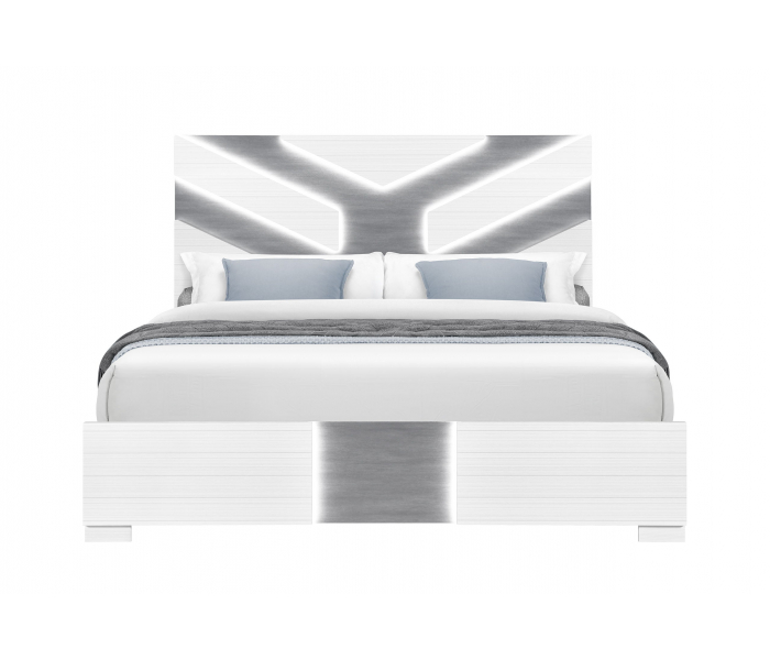 Optimus - Queen Bed With LED - White