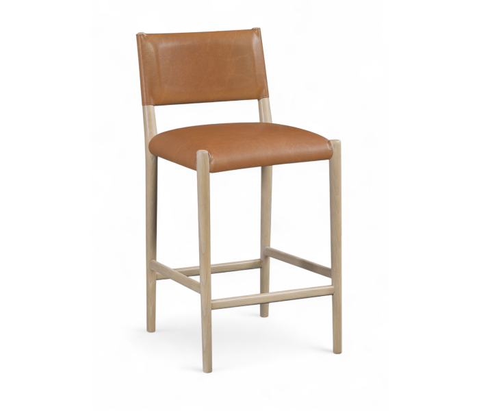 Andie - Vegan Leather Upholstered Counter Stool - Cognac - Dark Brown