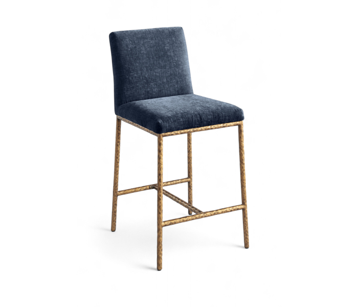 Reeves - Chenille Upholstered Counter Stool (Set of 2) - Navy - Blue