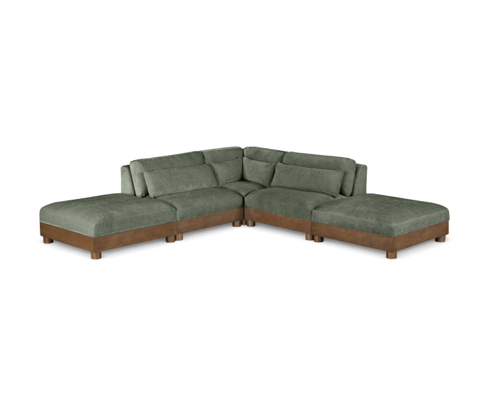 Turin - 120 " Fabric Upholstered 5 Pieces Modular Sectional - Green, 120"