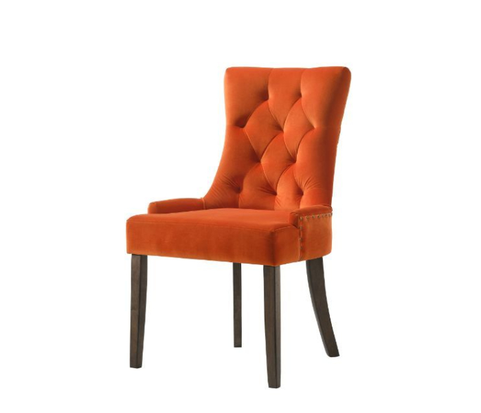 Farren - Side Chair (Set of 2) - Orange Velvet & Espresso Finish