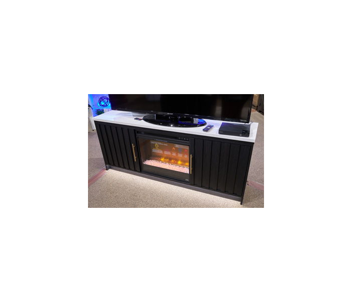 Cadmori XL TV Stand With Fireplace Option Black / White