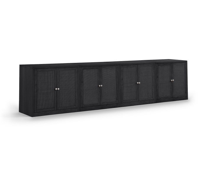 Vero - Solid Wood And Oak Veneer 4 Piece Sideboard/Buffet - Black
