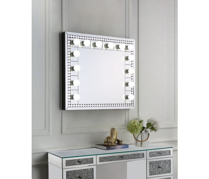 Farai - Wall Decor - Mirrored & Faux Crystal Diamonds - 28"
