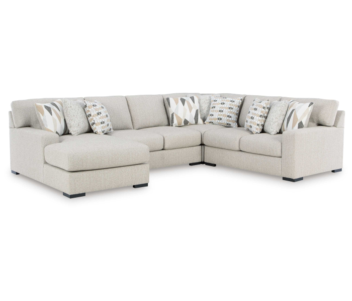 LaureLGrove 4-Piece Sectional With LAF Corner Chaise Pebble, 134"