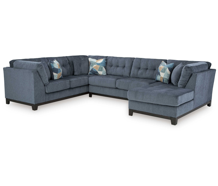 Maxon Place - Navy - 3-Piece Sectional With Raf Corner Chaise, 140"