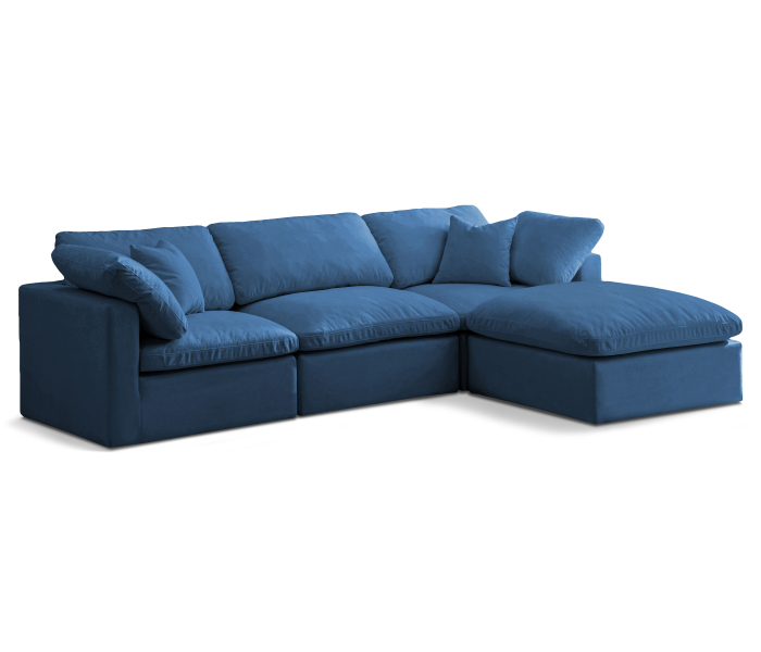 Plush - 4 Piece Modular Sectional With Chaise - Navy, 105"