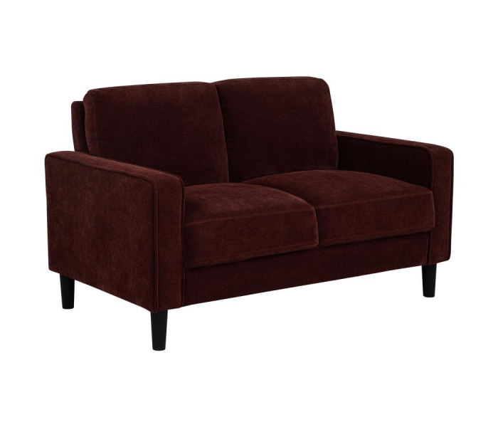 Ruth - Fabric Upholstered Track Arm Loveseat - Rust - Dark Red