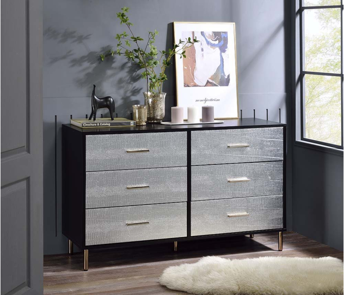 Myles - Dresser - Black, Silver & - Black, 47" Wide