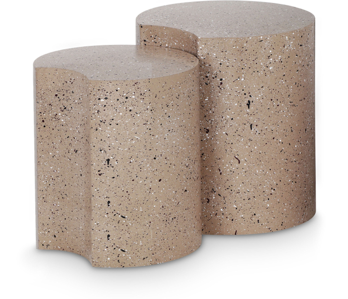 Dimple - 2 Piece Modular End Table - Taupe Terazzo Finish, 30.5"
