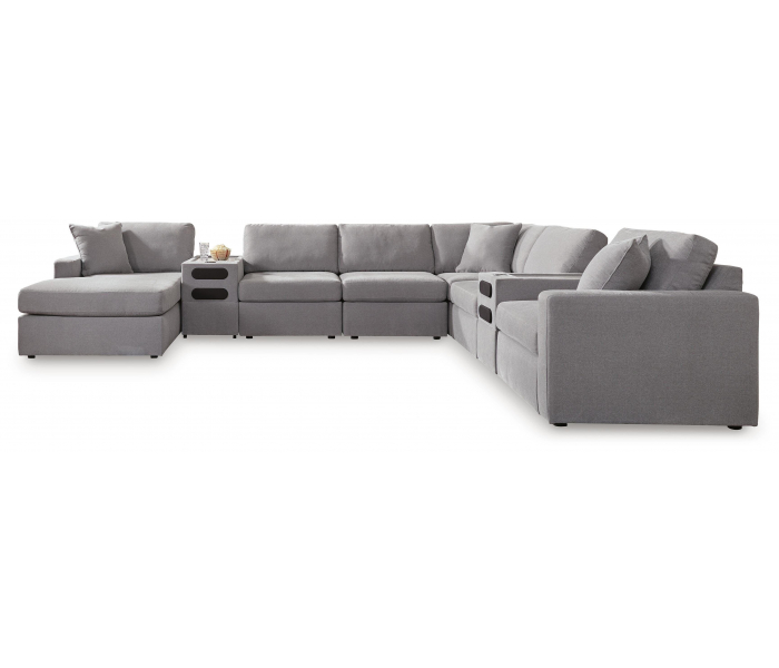 Modmax 8-Piece Sectional With LAF Corner Storage Chaise And 2 Audio Consoles Granite, 157"