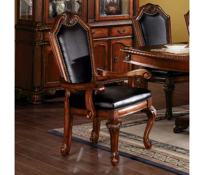 Chateau De Ville - Chair (Set of 2) - Black PU & Cherry