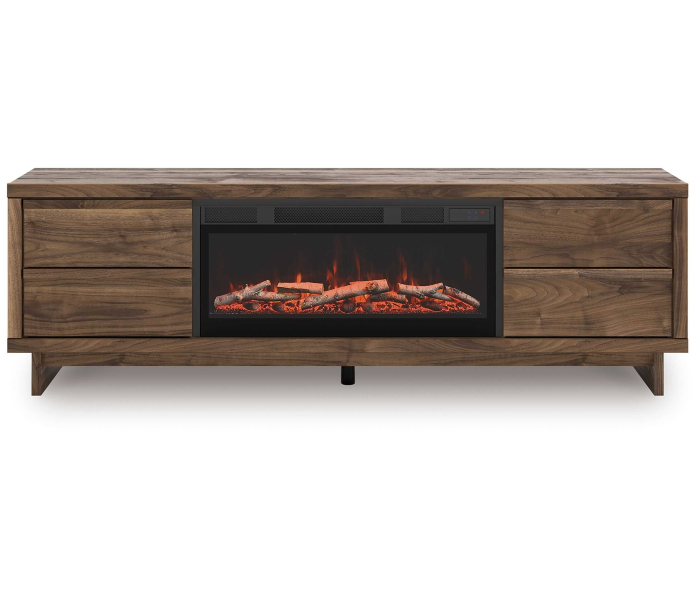 Zadilyn 72" TV Stand With Electric Fireplace Brown