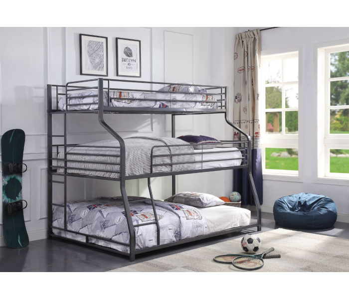 Caius II - Triple Bunk Bed - Twin Over Full Over Queen - Gunmetal